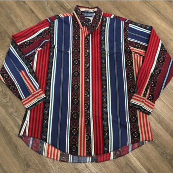 Wrangler Other - VTG X-Long Tail Aztec Tribal Large Western Shirt